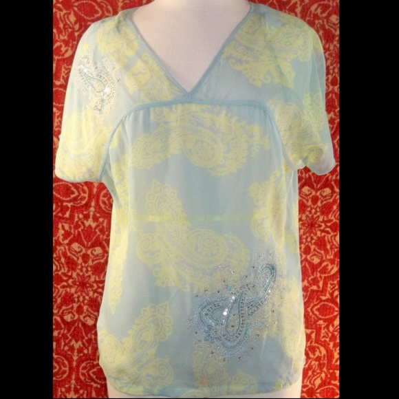 EXPRESS green sheer silk batwing tunic blouse S 💥🕚 - Picture 1 of 5